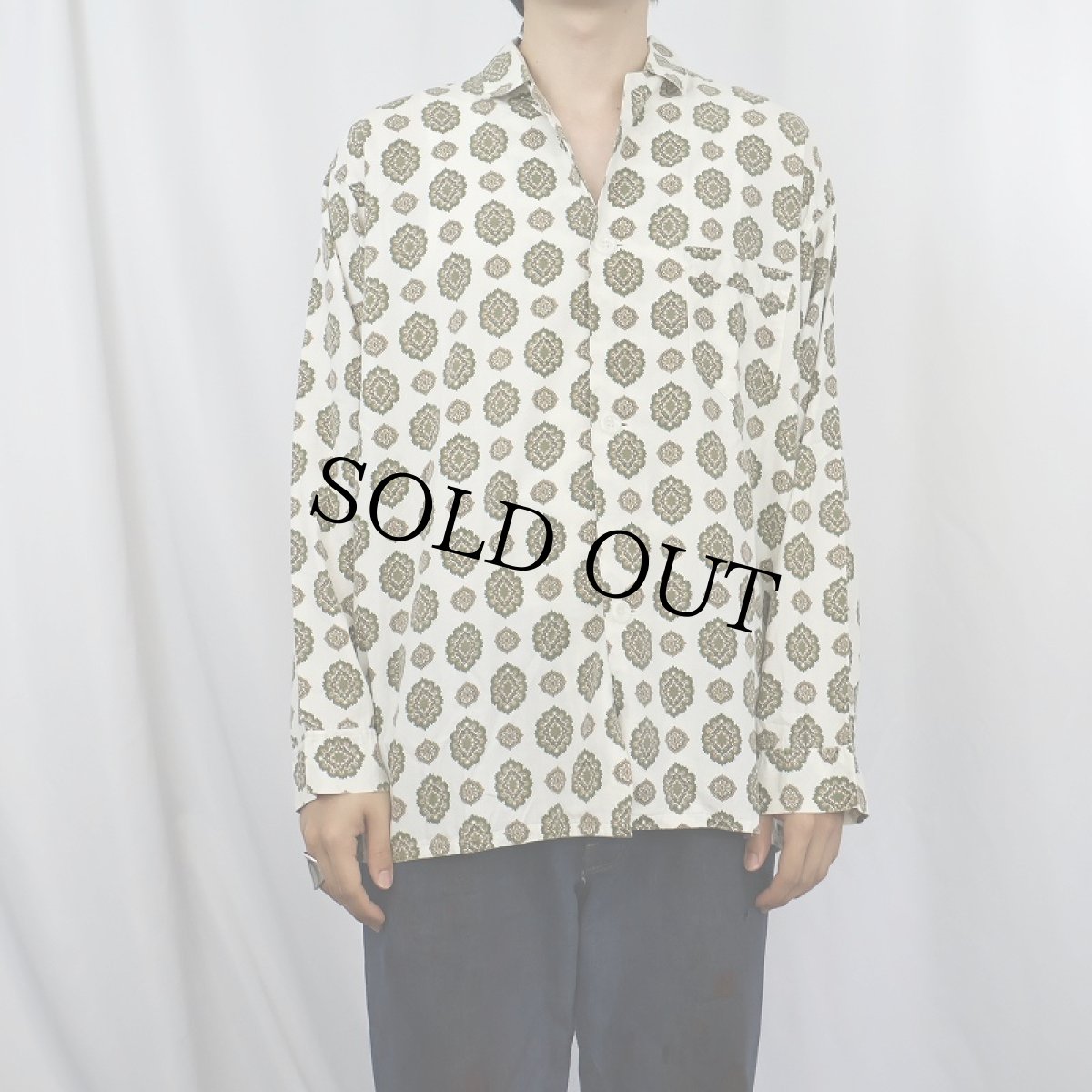 画像2: 60's Royal Knight 総柄 コットンパジャマシャツ 38-40 (2)