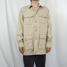 画像2: 80〜90's L.L.Bean USA製 ポリエステル×コットン サファリジャケット M (2)