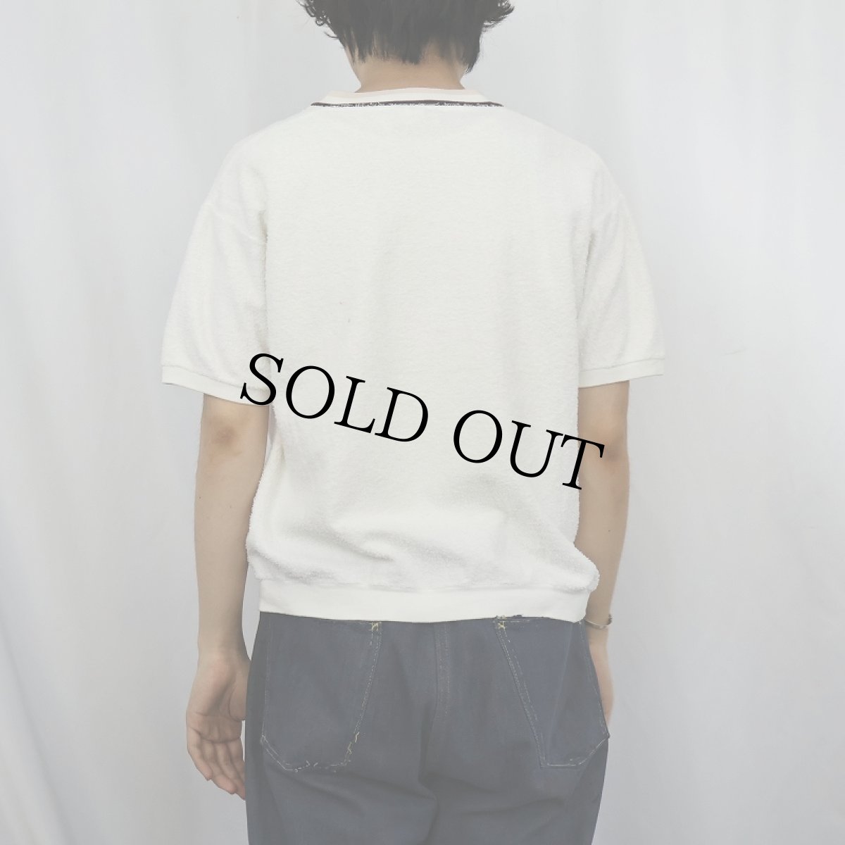 画像3: 60's TOWNCRAFT Penneys Vネック パイルTシャツ L (3)