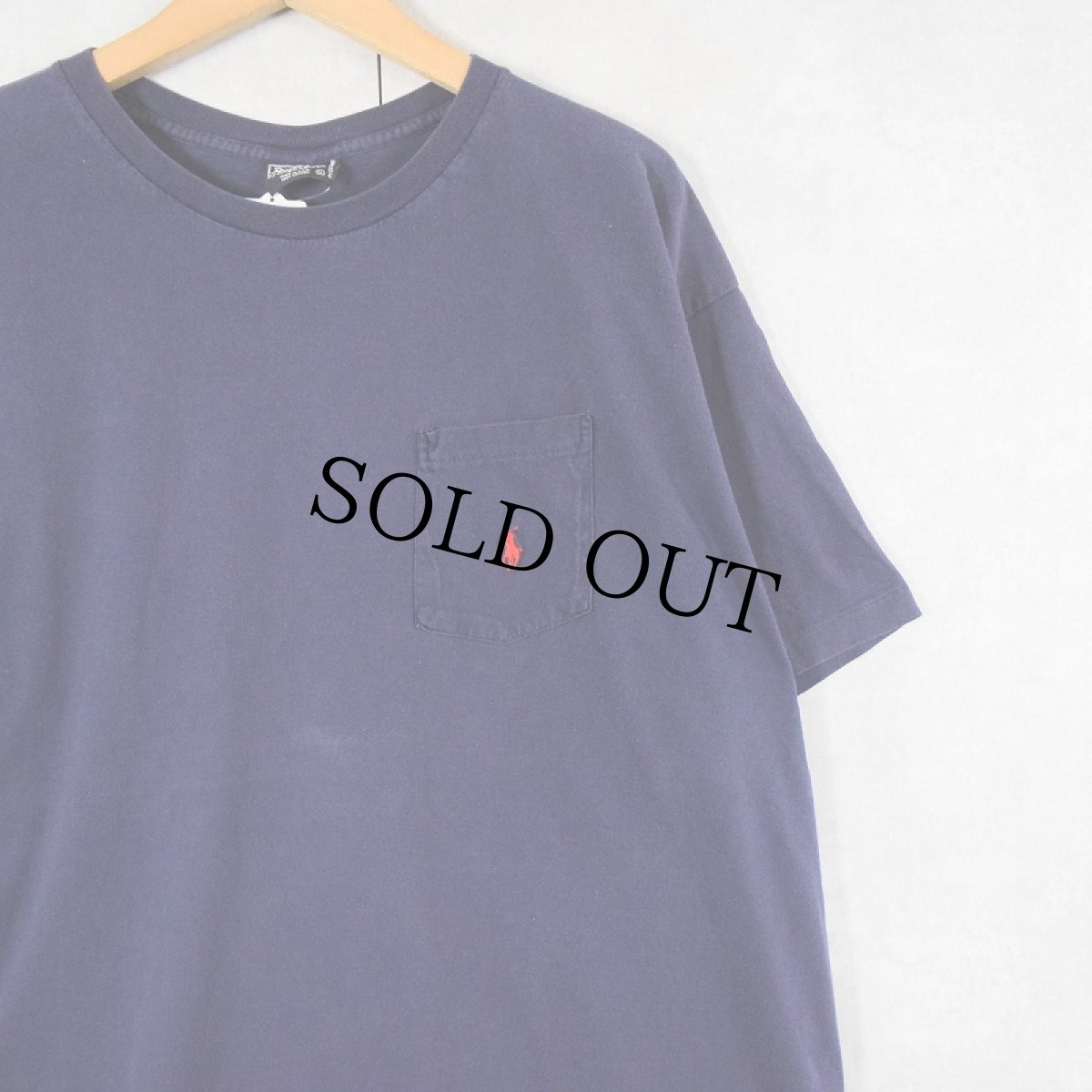画像1: 90's POLO Ralph Lauren USA製 ロゴ刺繍 ポケットTシャツ NAVY XL (1)