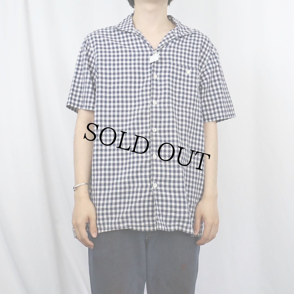 画像2: POLO Ralph Lauren ギンガムチェック柄 コットンオープンカラーシャツ M (2)