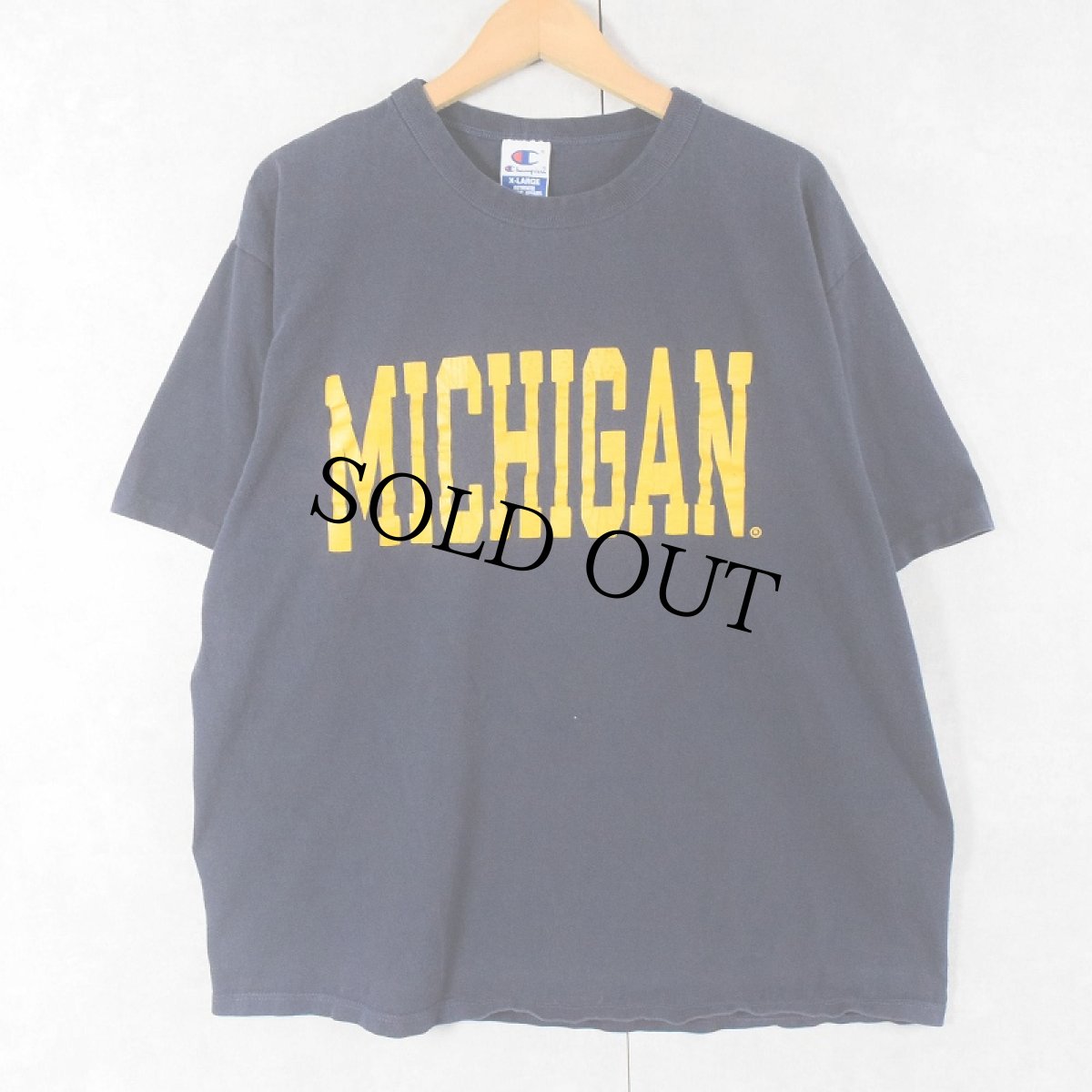 画像1: 90's Champion USA製 "MICHIGAN" プリントTシャツ NAVY XL (1)