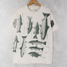 画像1: 90's Painted Lady USA製 魚プリントTシャツ L (1)