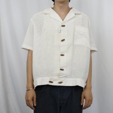画像2: メッシュデザイン コットンオープンカラーシャツ L (2)