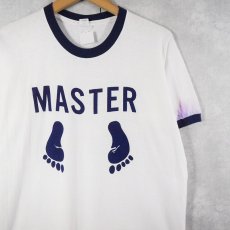 画像1: 70〜80's "MASTER" 足跡プリントリンガーTシャツ NAVY L (1)