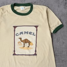 画像1: 80's CAMEL USA製 タバコ企業 プリントリンガーTシャツ L (1)