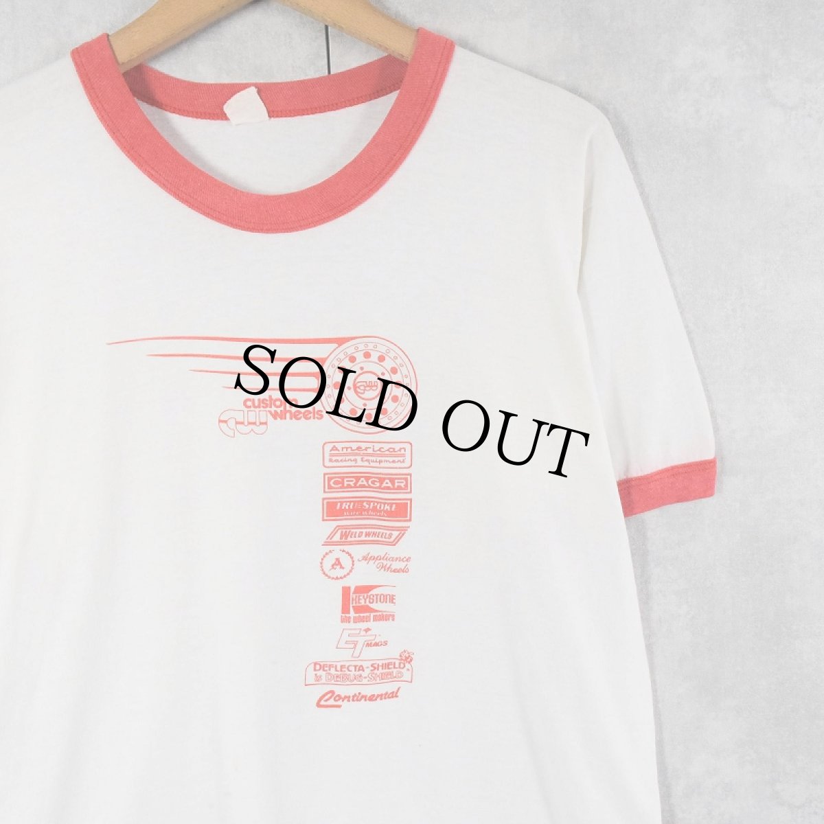 画像1: 70〜80's Custom Wheels プリントリンガーTシャツ (1)