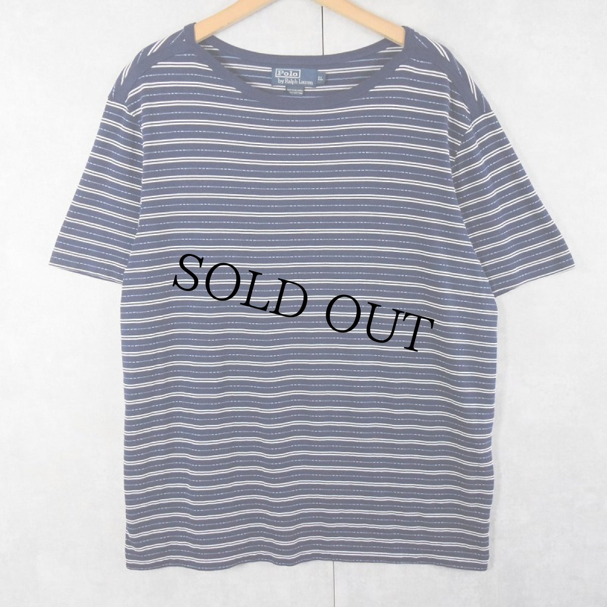 画像1: POLO Ralph Lauren マルチボーダー柄 Tシャツ NAVY XL (1)