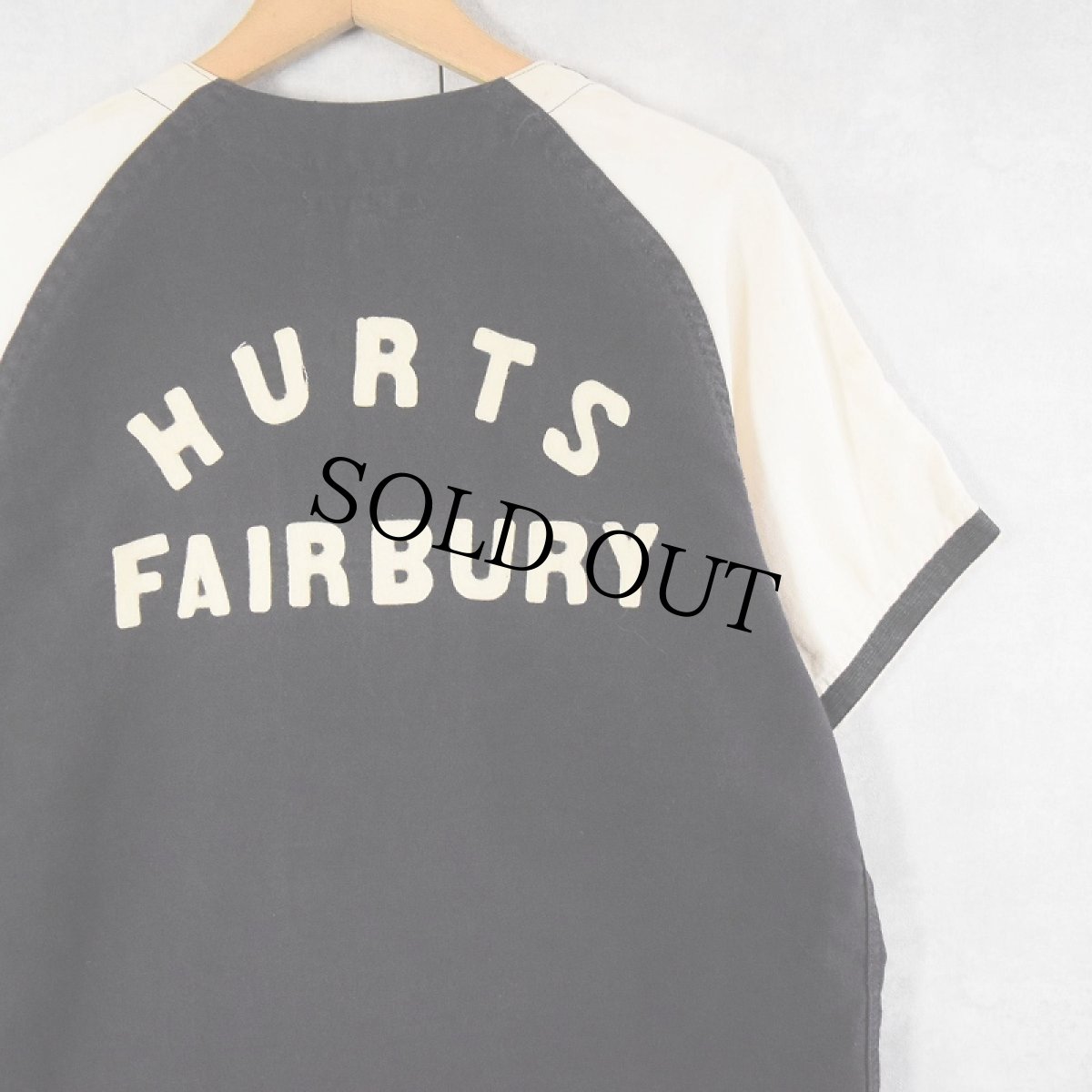 画像1: 〜50's "HURTS FAIRBURY" フェルトワッペン付き ベースボールシャツ BLACK SIZE40 (1)