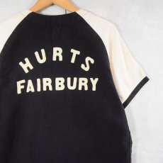 画像1: 〜50's "HURTS FAIRBURY" フェルトワッペン付き ベースボールシャツ BLACK SIZE40 (1)