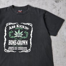 画像1: 90〜2000's "ASS KICKIN7' HOME-GROWN" ガンジャプリントTシャツ BLACK M (1)