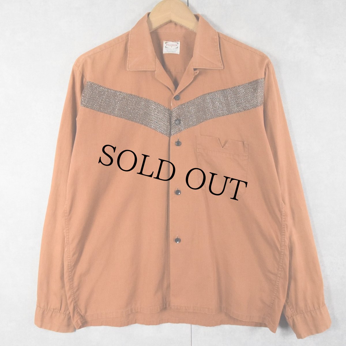 画像1: 60's PILGRIM 切り替えデザイン コットンオープンカラーシャツ M (1)