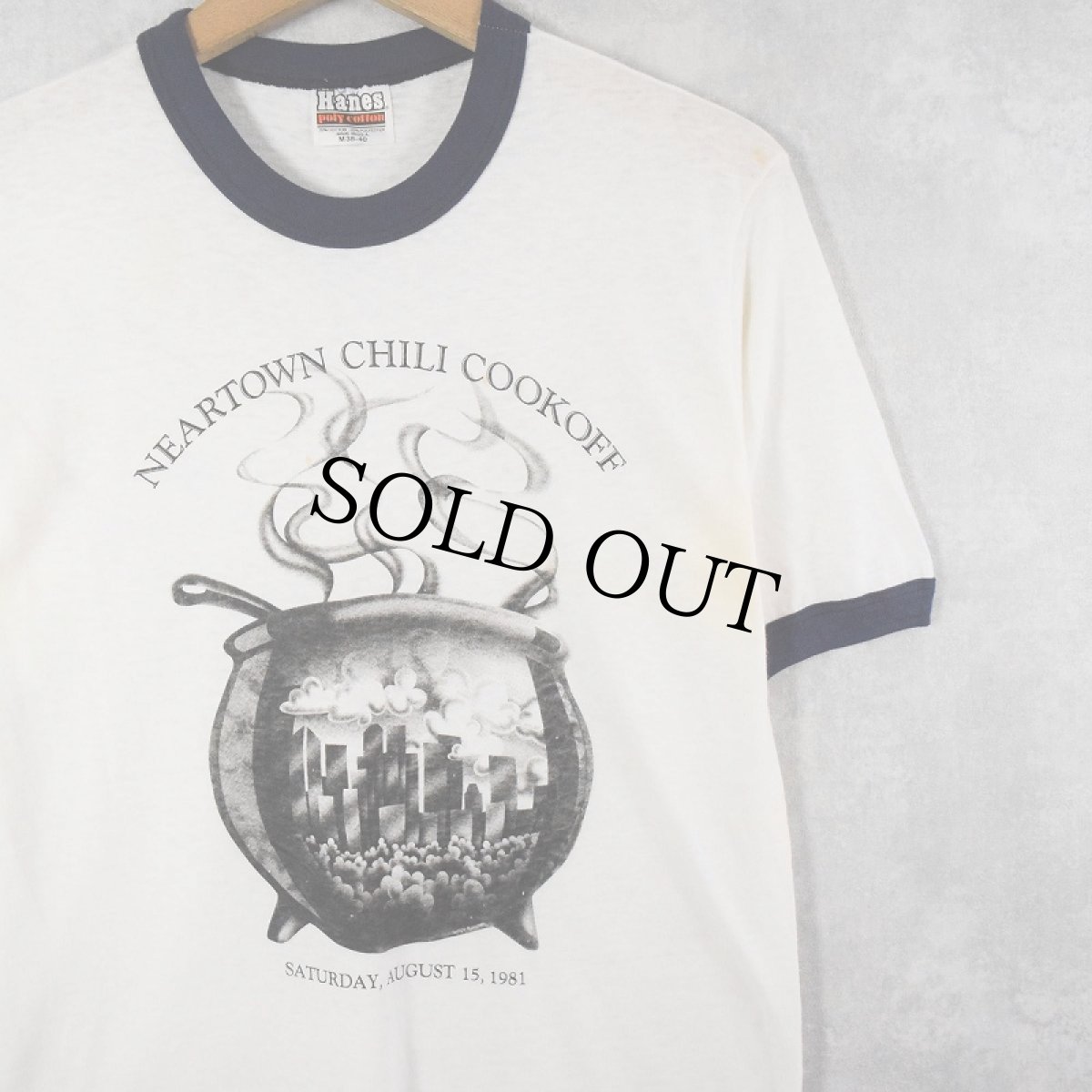 画像1: 80's USA製 "NEARTOWN CHILL COOKOFF" プリントリンガーTシャツ NAVY M (1)