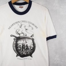 画像1: 80's USA製 "NEARTOWN CHILL COOKOFF" プリントリンガーTシャツ NAVY M (1)