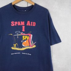 画像1: 90's "SPAM AID I" USA製 プリントTシャツ NAVY (1)