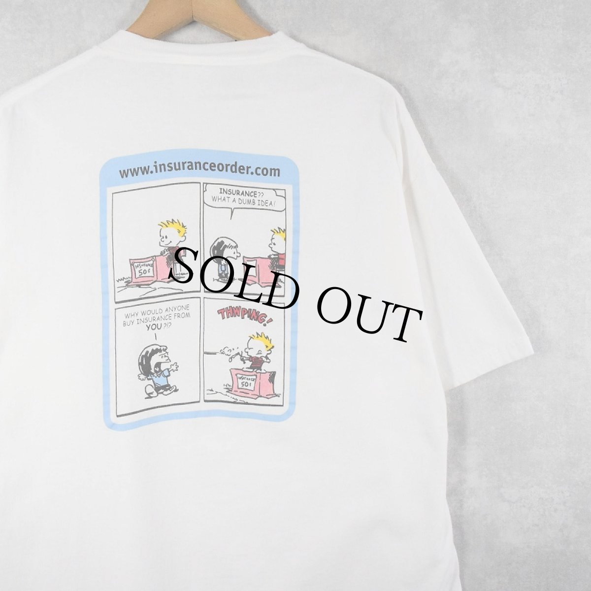 画像1: Calvin and Hobbes "insurance order" コミックプリントTシャツ XL (1)