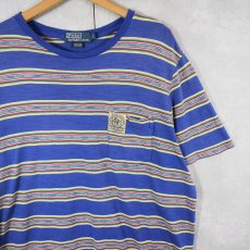 画像1: POLO Ralph Lauren ネイティブボーダー柄 ポケットTシャツ L (1)