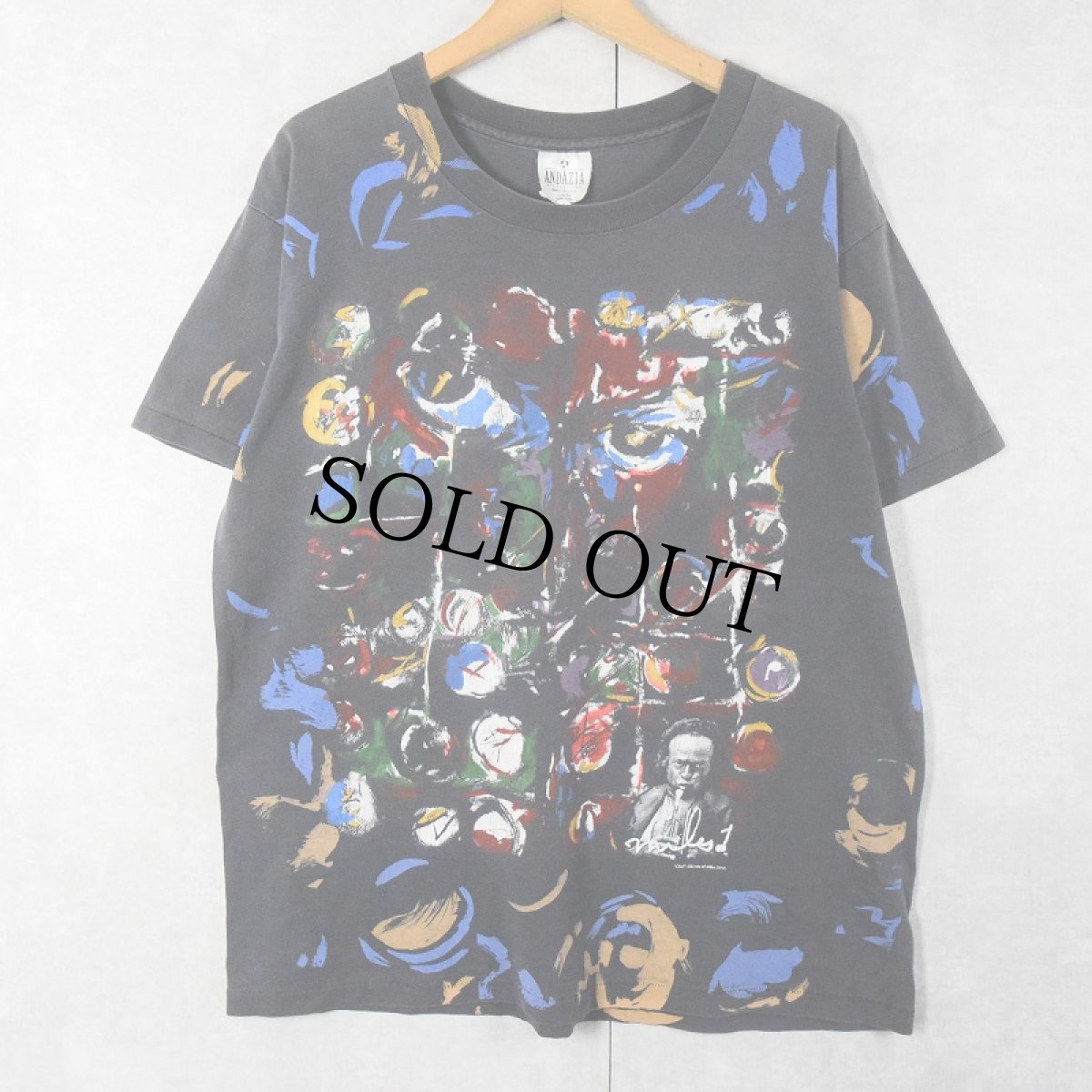画像1: 【SALE】 90's Miles Davis USA製 ジャズミュージシャン アートプリントTシャツ L (1)