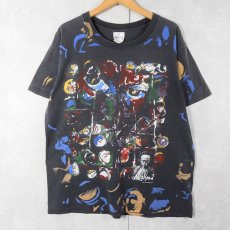 画像1: 90's Miles Davis USA製 ジャズミュージシャン アートプリントTシャツ L (1)
