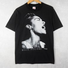 画像1: 90's BILLIE HOLIDAY USA製 ジャズシンガープリントTシャツ BLACK M (1)