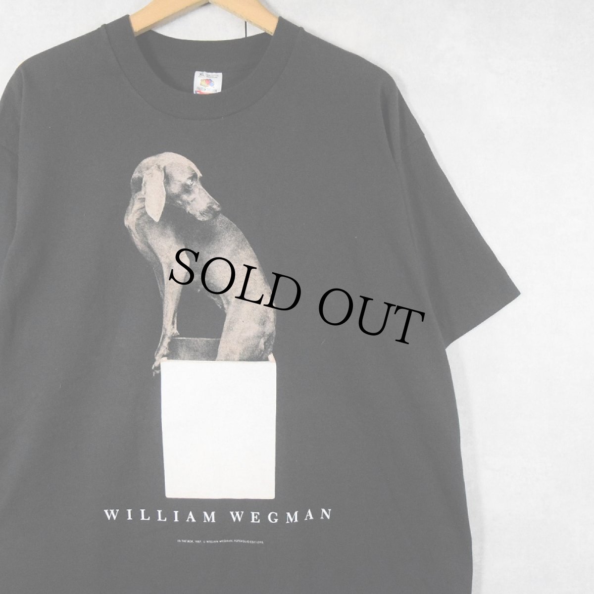画像1: 90's WILLIAM WEGMAN USA製 アートプリントTシャツ BLACK XL (1)