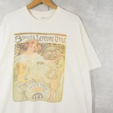 画像1: 90's Alfons Mucha "Biscuits Lef?vre-Utile" アートプリントTシャツ XL (1)
