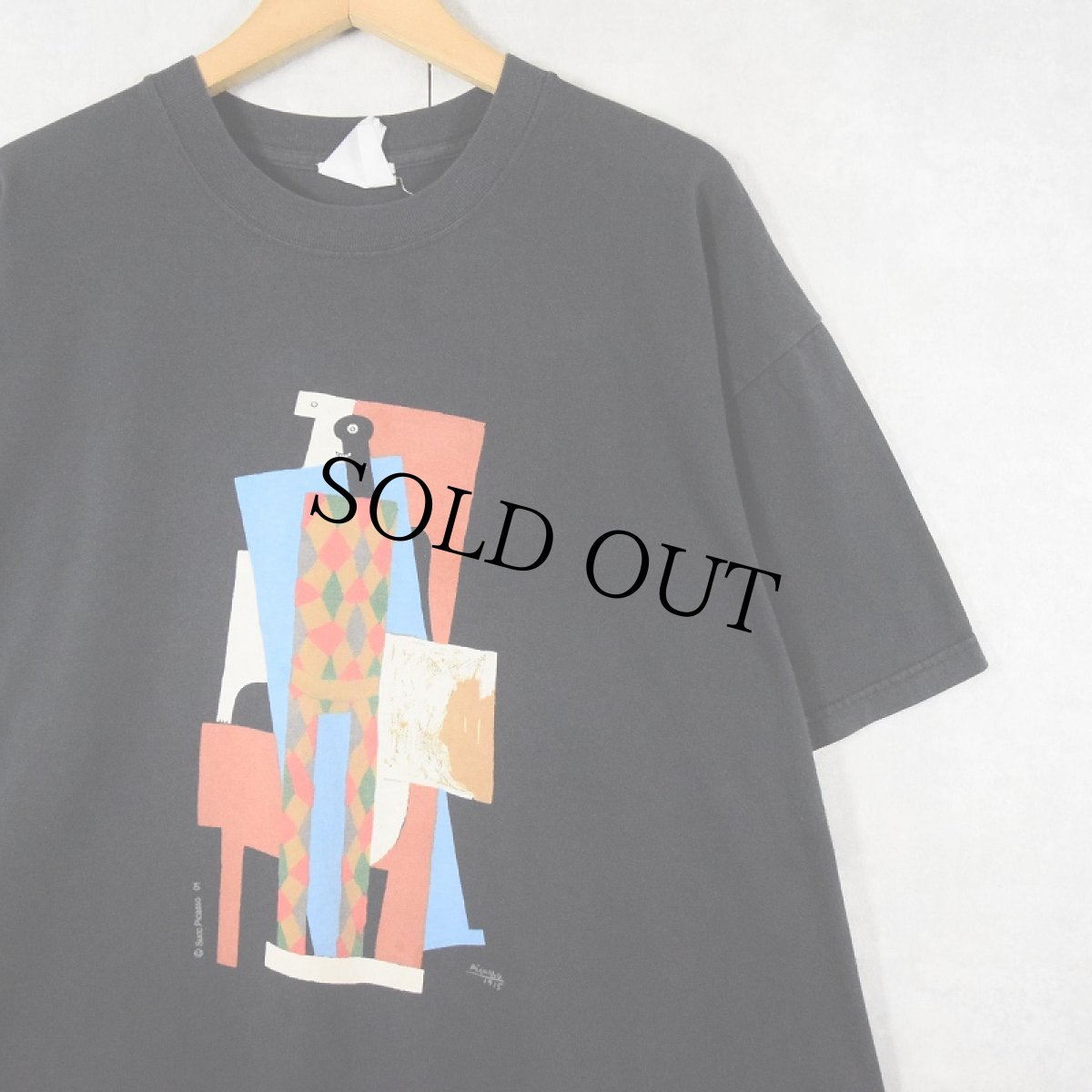 画像1: 2000's Pablo Picasso "Harlequin" アートプリントTシャツ BLACK XL (1)