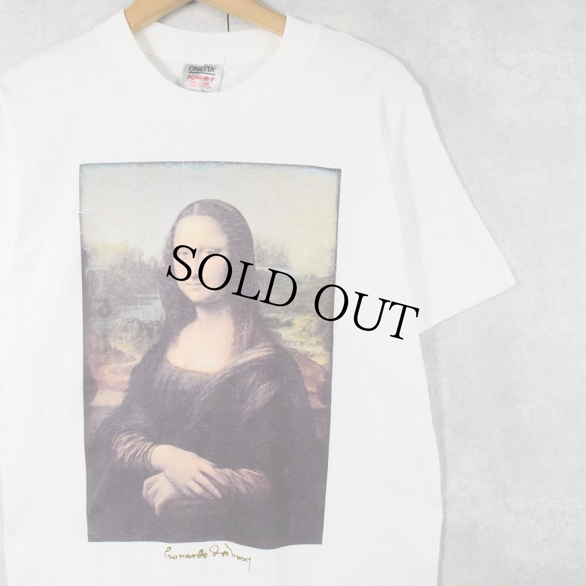 画像1: 90's LEONARDO DA VINCI USA製 "Mona Lisa" アートプリントTシャツ M (1)