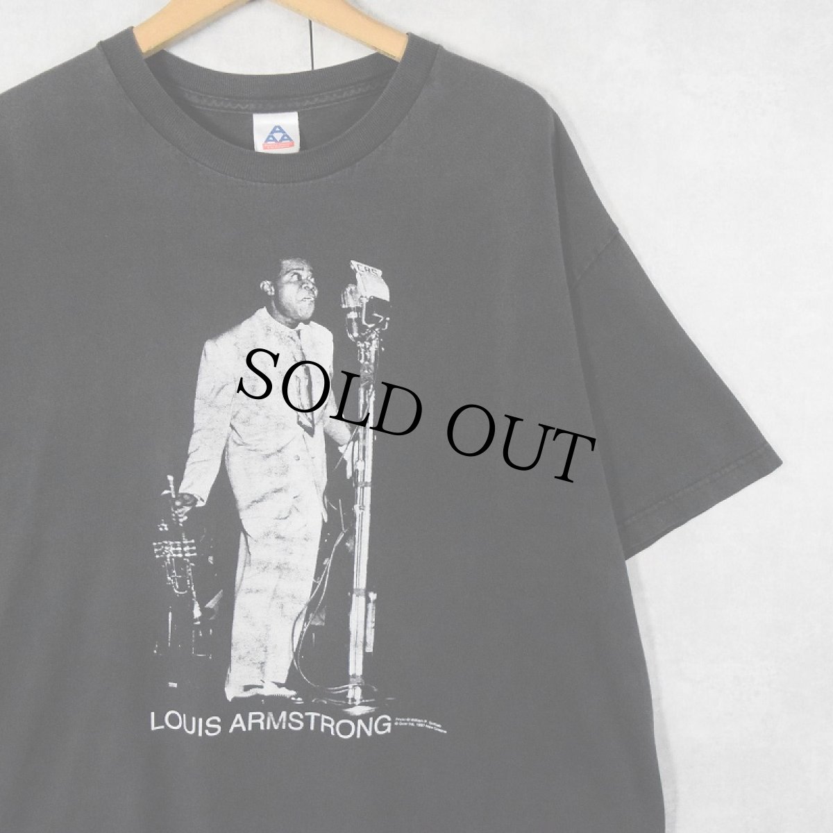 画像1: 90〜2000's Louis Armstrong ジャズミュージシャンプリントTシャツ BLACK XL (1)