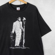 画像1: 90〜2000's Louis Armstrong ジャズミュージシャンプリントTシャツ BLACK XL (1)