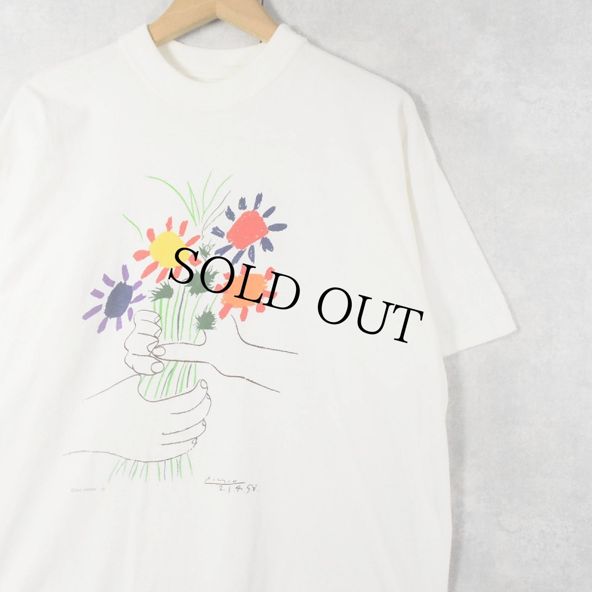 画像1: 90's Pablo Picasso "The Bouquet of Peace" アートプリントTシャツ (1)