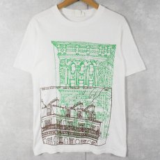 画像1: RON WAX USA製 "ROOFTOPS B. DE CLICHY PARIS, FRANCE" プリントTシャツ S (1)