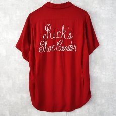 画像1: 60's NAT NAST "RIck's Shoe Center" 刺繍入り レーヨンボーリングシャツ (1)