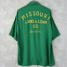画像1: 60's Swingster "MISSOURI LAND&LOAB CO." チェーン刺繍 レーヨンボーリングシャツ 15-15 1/2 (1)