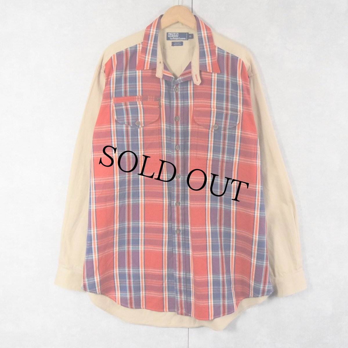 画像1: POLO Ralph Lauren "THICKET" チェック柄 チンスト付き コットンワークシャツ XL (1)