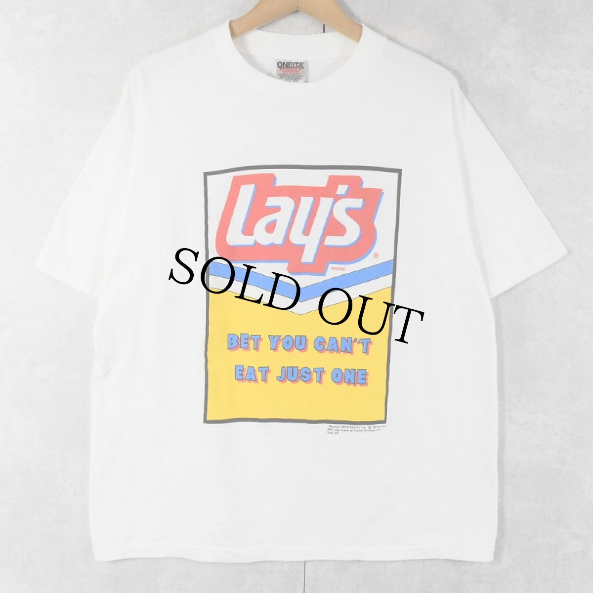 画像1: Lay's "Bet you can't eat just one" お菓子メーカー プリントTシャツ L (1)