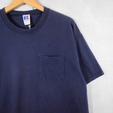 画像1: 90's RUSSELL ATHLETIC USA製 無地 ポケットTシャツ NAVY L (1)