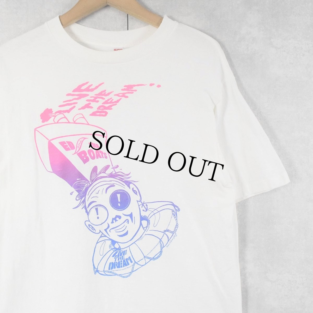画像1: 90's USA製 "LIVE THE DREAM!" イラストプリントTシャツ L (1)