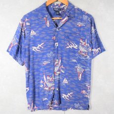 画像1: POLO Ralph Lauren オールオーバーパターン レーヨンアロハシャツ M (1)