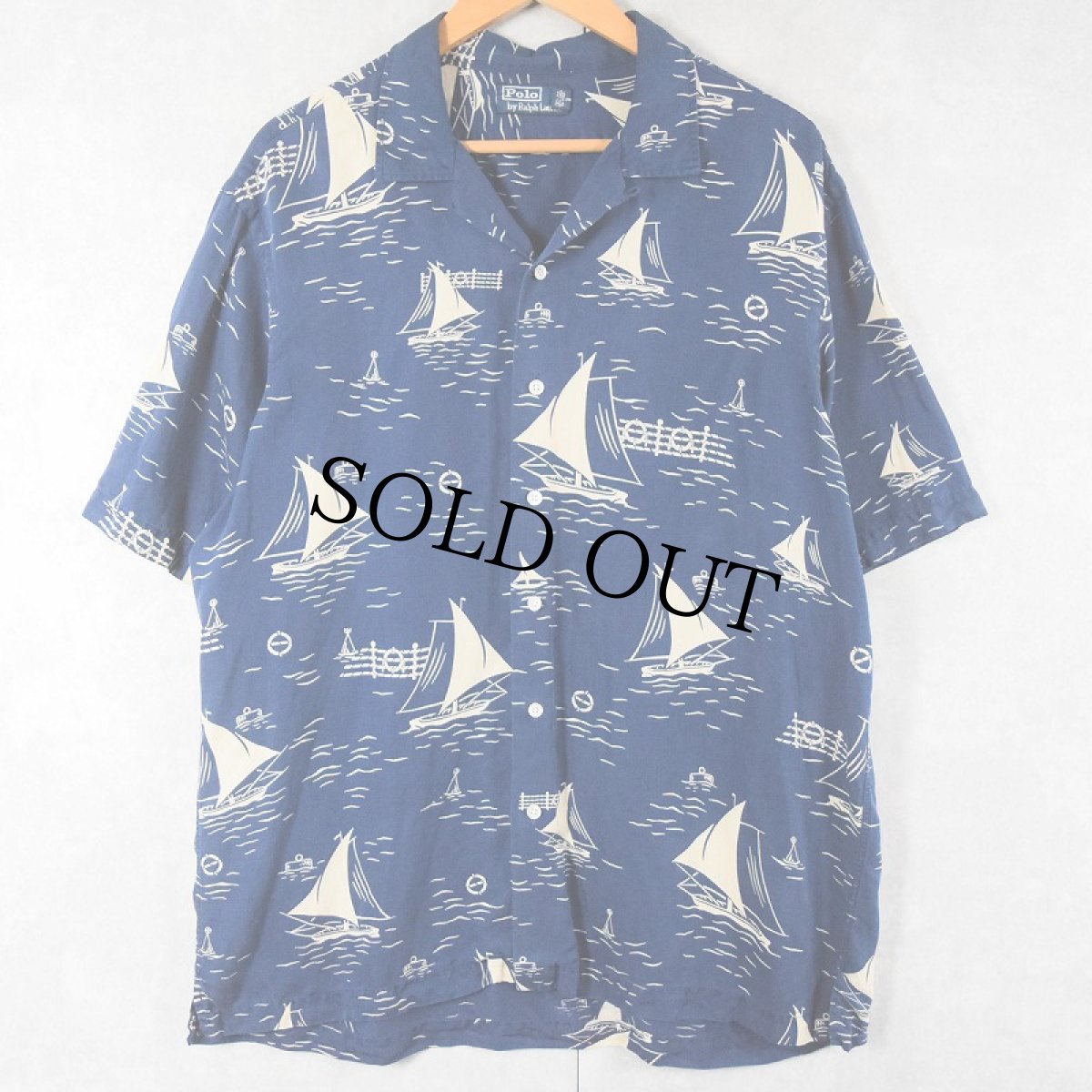 画像1: 90's〜 POLO Ralph Lauren オールオーバーパターン シルク×コットンアロハシャツ M (1)