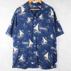 画像1: 90's〜 POLO Ralph Lauren オールオーバーパターン シルク×コットンアロハシャツ M (1)