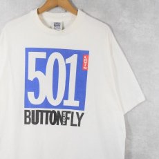 画像1: 90's Levi's USA製 "501 BUTTONFLY" ロゴプリントTシャツ XL (1)