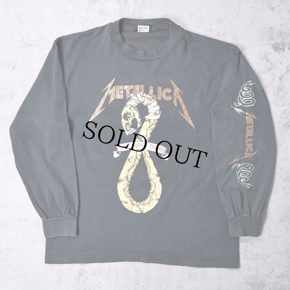 画像1: 90's METALLICA × PUSHEAD "DON'T TREAD ON ME" ヘヴィメタル・バンド プリントロンT BLACK XL (1)