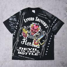 画像1: 90's Lynyrd Skynyrd サザン・ロックバンド 大判プリントTシャツ BLACK XL (1)