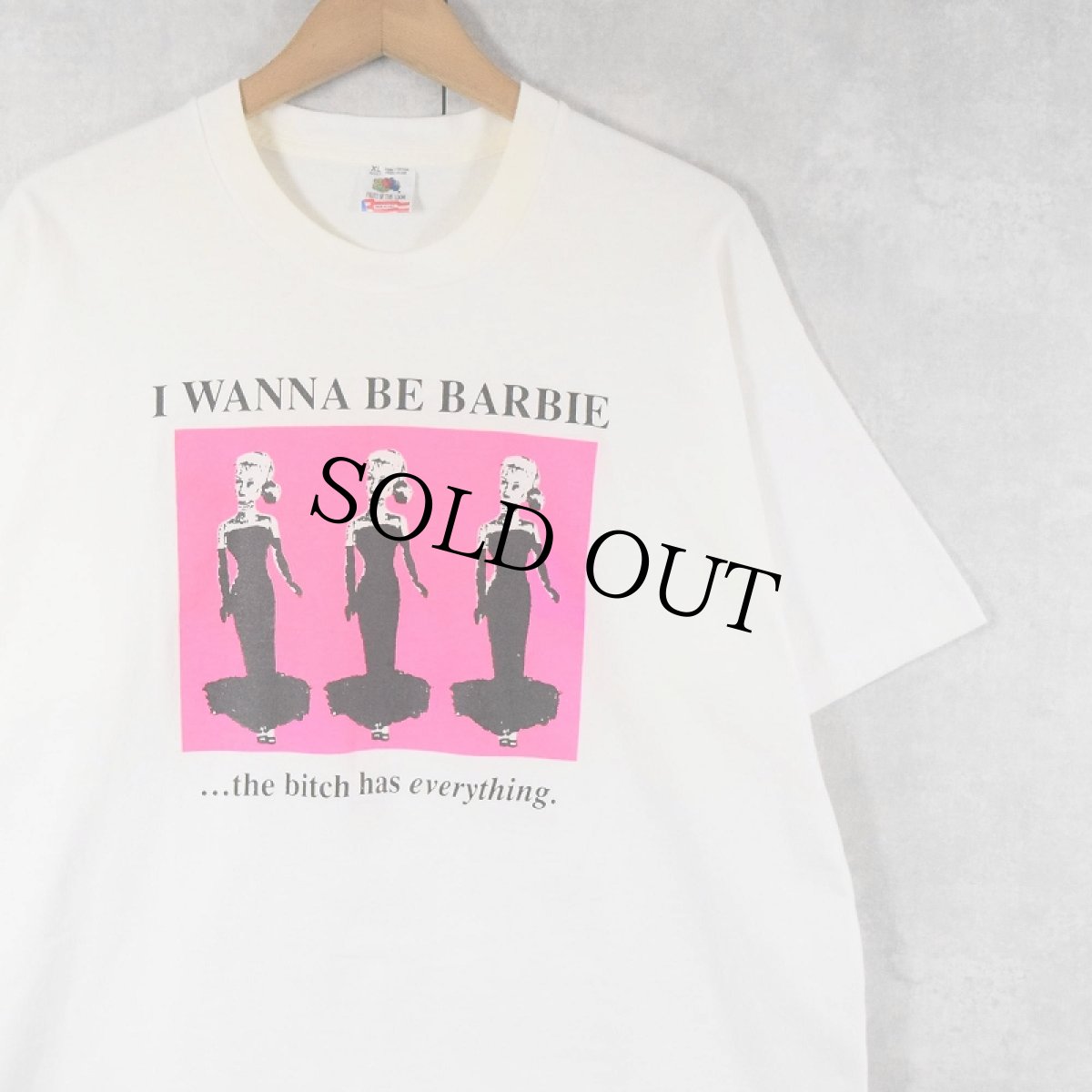 画像1: 90's USA製 "I WANNA BE BARBIE" イラストプリントTシャツ XL (1)