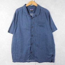 画像1: 2019SS Patagonia 総柄 コットン×ヘンプ オープンカラーシャツ XL (1)