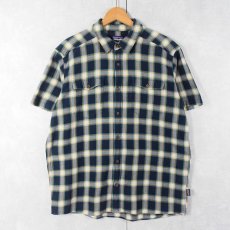画像1: 2017SS Patagonia ORGANIC COTTON チェック柄 コットンシャツ L (1)