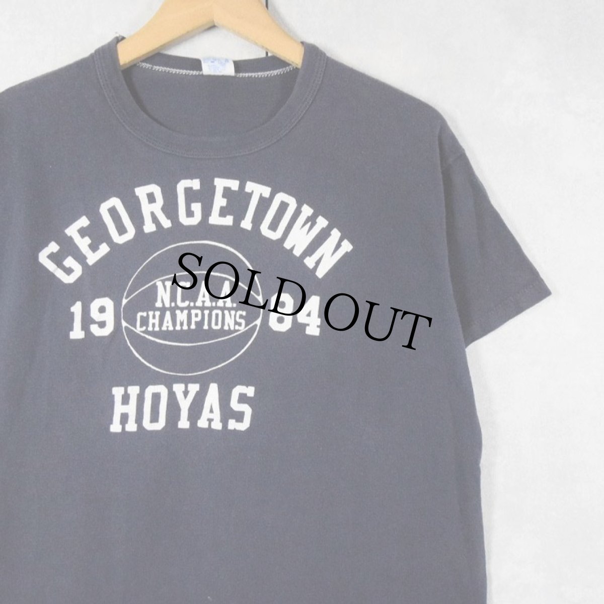 画像1: 80's RUSSELL ATHLETIC USA製 "GEORGETOWN HOYAS" プリントTシャツ NAVY L (1)