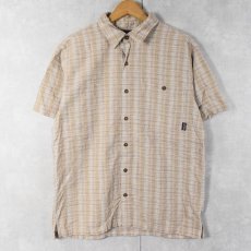 画像1: 2000's Patagonia チェック柄 ヘンプ×コットンシャツ M (1)