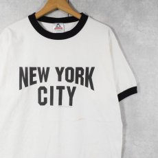 画像1: 2000's USA製 "NEW YORK CITY" プリントリンガーTシャツ L (1)